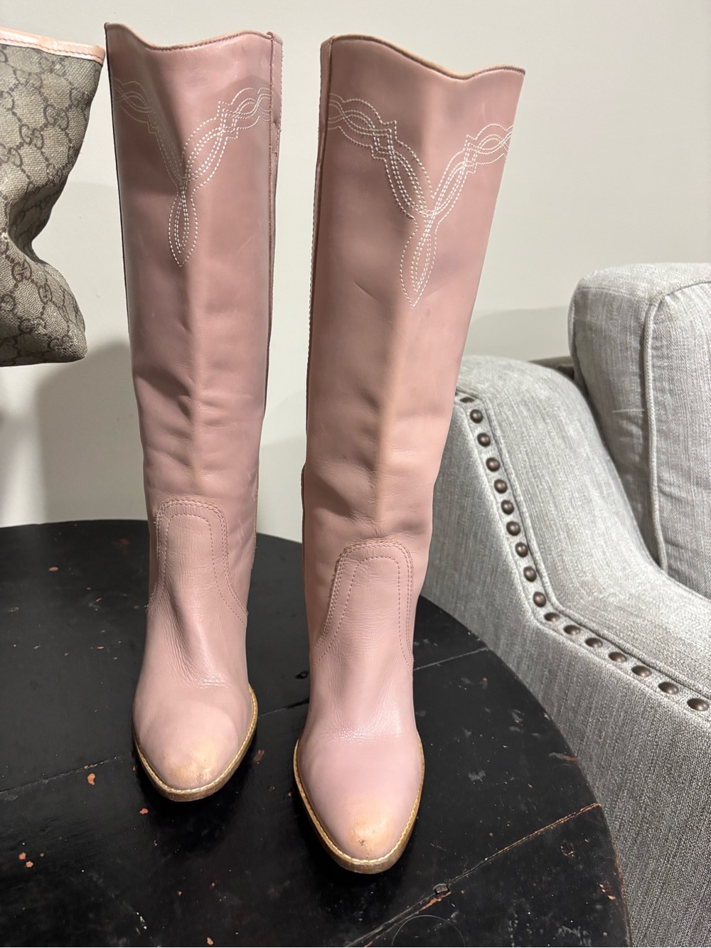 Gucci Pink Joy Tote Bag & BCBGeneration Pink Leather Cowboy Boots Size 8 Bundle - Picture 2 of 14